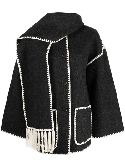 Totême Toteme Embroidered Scarf Jacket In Grey