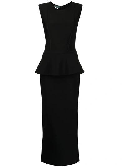 Shop Herve L Leroux Sleeveless Peplum Gown In Black