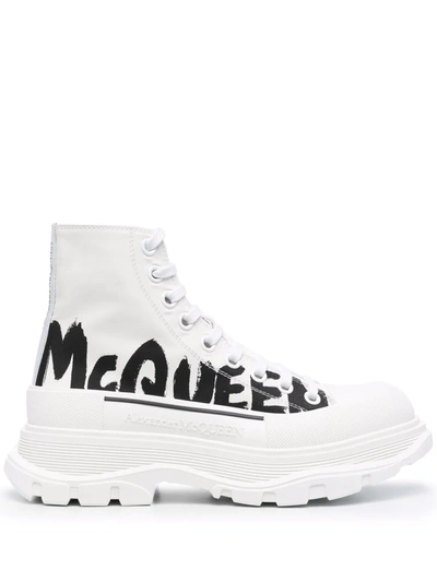 Shop Alexander Mcqueen Tread Slick Hi-top Sneakers In White
