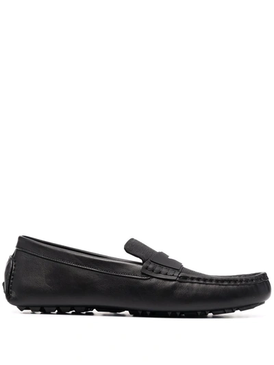 Shop Fendi Ff-motif Driver Loafers In Black