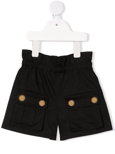 Shop Balmain Logo Paperbag Shorts In Black