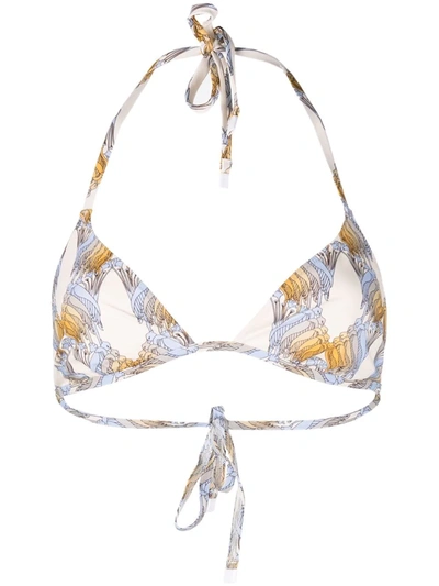 Tory Burch Parrot-print Bikini Top In Neutrals