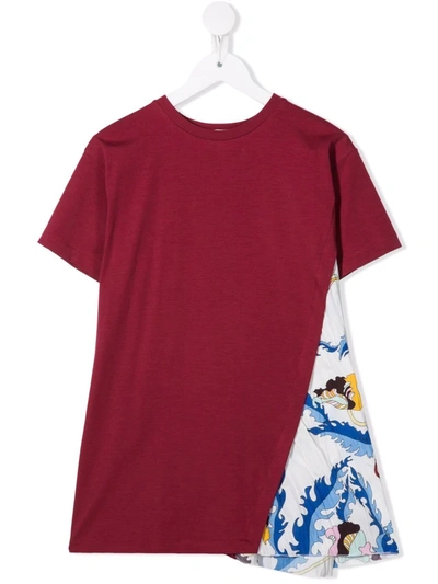 Shop Emilio Pucci Junior Panelled Short-sleeve T-shirt Dress In Red