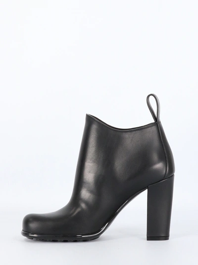 Shop Bottega Veneta Storm Leather Black Ankle Boots