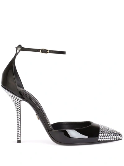 Dolce & Gabbana Cardinale 105 Rhinestone Embellished Pumps In Patent Leather In Schwarz