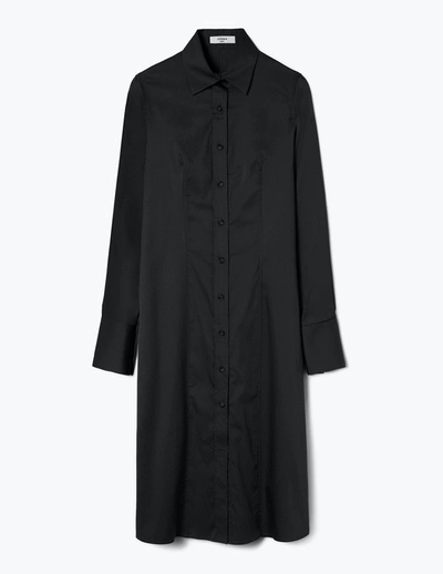 Shop A Line Long-sleeve Fitted Shirtdress In Black