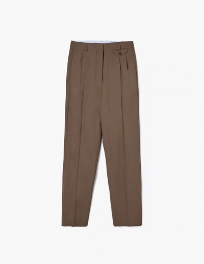 Shop A Line Pleat Detail Straigh-leg Trousers In Morning-coffee