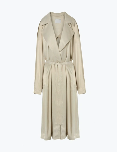 Shop A Line Belted Satin Trench Coat In Champagne-beige