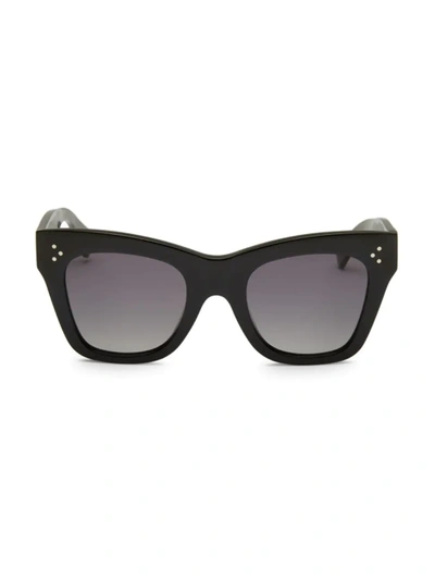 Shop Celine 50mm Cat Eye Polarized Sunglasses In Black