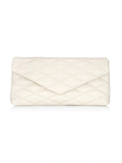 Shop Saint Laurent Women's Large Quilted Leather Envelope Clutch In Crema