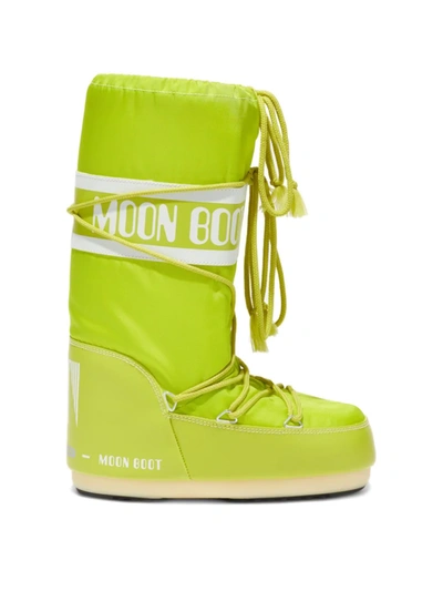 Shop Moon Boot Little Girl's & Girl's Logo Nylon Boots In Lime