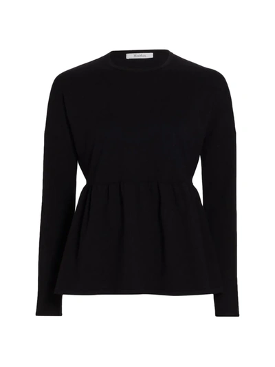 Shop Max Mara Women's Laude Peplum Flounce Sweater In Black