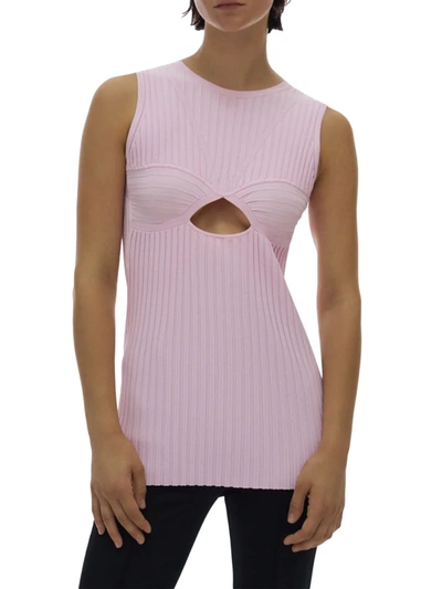 Shop Helmut Lang Ribbed Tank Top In Cherry Blossom
