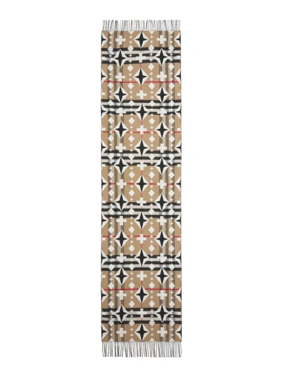 Shop Burberry Geometric Check Cashmere Scarf In Arc Beige