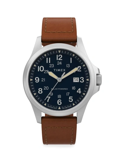Shop Timex Men's Expedition North Field Post Solar Eco-friendly 41mm Watch In Brown Blue