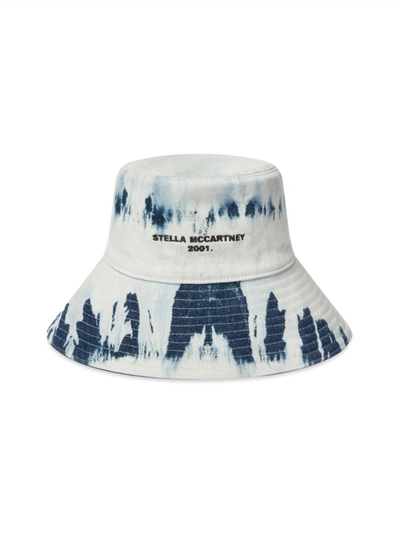Shop Stella Mccartney Acid Wash Logo Bucket Hat In Blue Wash Denim