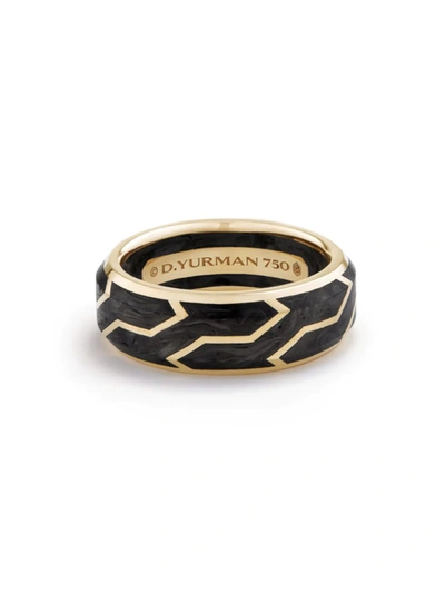 Shop David Yurman Men's Forged Carbon 18k Yellow Gold Band Ring
