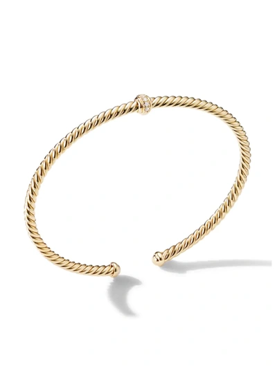 Shop David Yurman Women's Cable 18k Gold & Diamond Station Cuff Bracelet