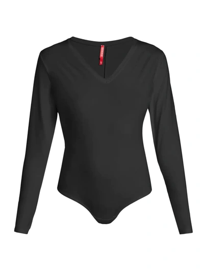 Shop Spanx Women's Long-sleeve Bodysuit In Black
