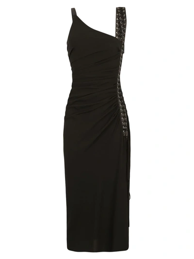 Shop Dolce & Gabbana Sleeveless Lace-up Midi Dress In Nero