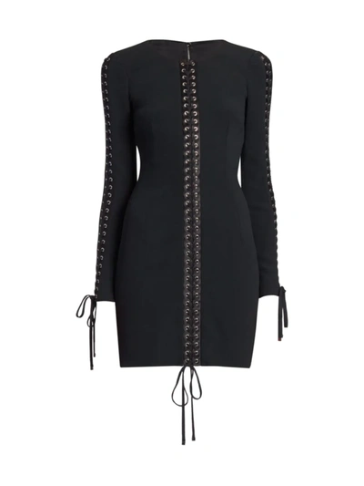 Shop Dolce & Gabbana Lace-up Mini-dress In Nero