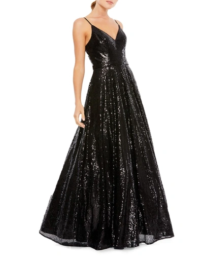 Shop Mac Duggal Women's Sequined Ball Gown In Noir Sequin