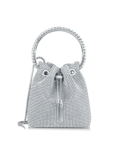 Shop Jimmy Choo Women's Bon Bon Crystal Mesh Mini Bag In Silver
