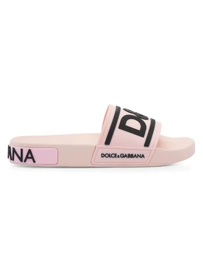 Shop Dolce & Gabbana Dg Logo Slides In Rosa Nero