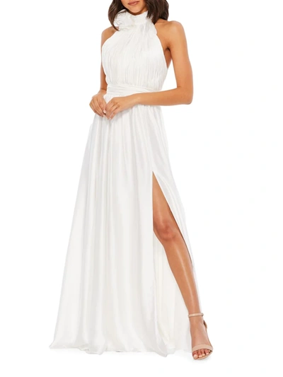 Shop Mac Duggal Women's Chiffon Halter Gown In White