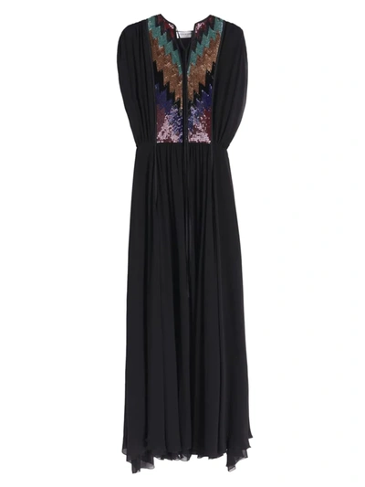 Shop Victoria Beckham Women's Embroidered & Beaded Silk Dress In Black