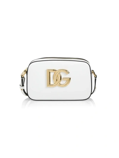 Shop Dolce & Gabbana Women's Dg Millennials Leather Camera Bag In Bianco Ottico