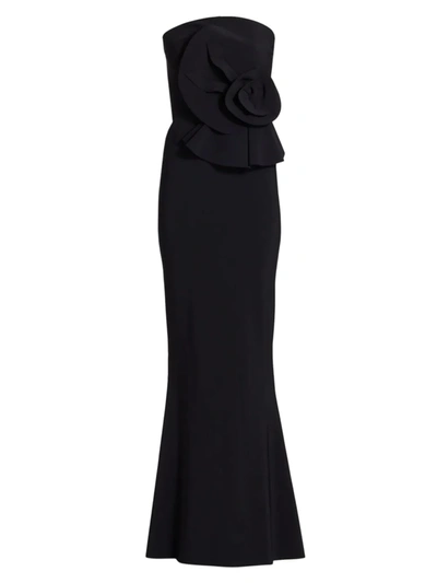 Shop Chiara Boni La Petite Robe Women's Hebe Strapless Ruffle Gown In Black