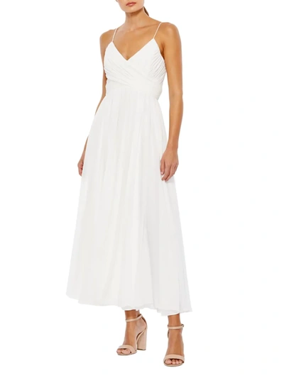 Shop Mac Duggal Women's Ieena Pleated Midi Dress In White