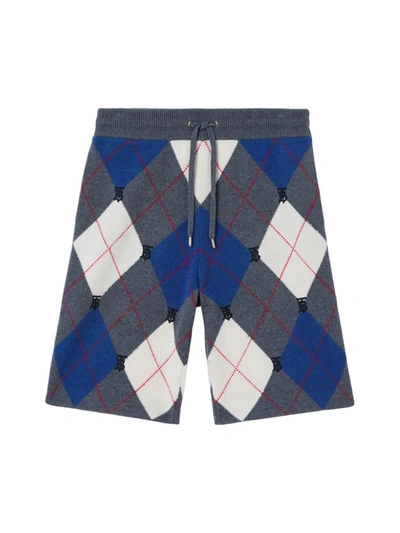 Shop Burberry Abendon Cashmere Argyle Shorts In Ash Grey