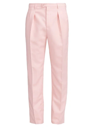 Shop Saint Laurent Men's Pleated Mohair Trousers In Rose Petal
