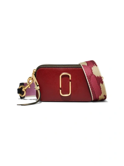 Shop Marc Jacobs The Snapshot Coated Leather Camera Bag In Vachetta Red Multi