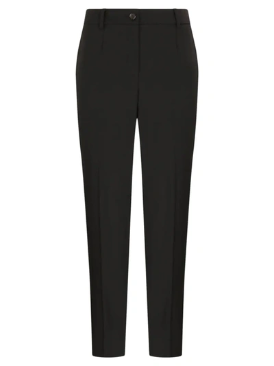 Shop Dolce & Gabbana Women's Stretch Wool Tailored Pants In Black