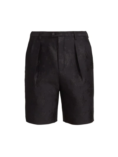 Shop Saint Laurent Paisley Silk Shorts In Noir