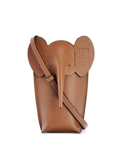 Shop Loewe Women's Elephant Leather Pocket Pouch-on-strap In Tan