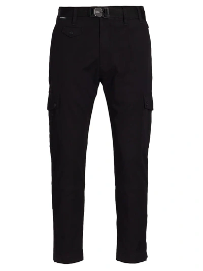 Shop Dolce & Gabbana Men's Buckle Crop Cargo Pants In Nero