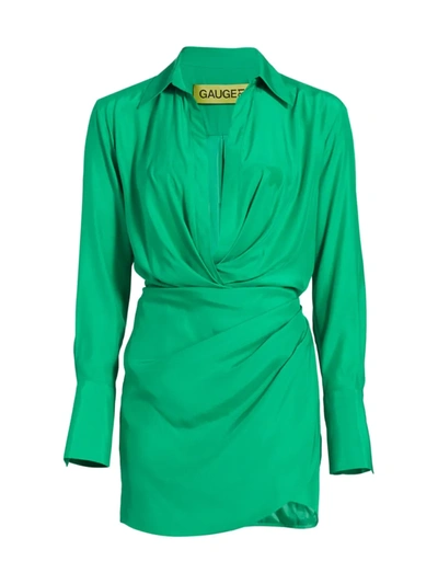 Shop Gauge81 Women's Naha Silk Shirtdress In Emerald Green