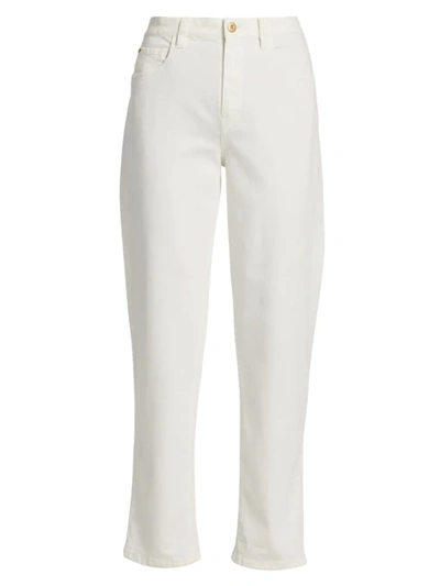 Shop Brunello Cucinelli Women's Straight-leg Denim Pants In White
