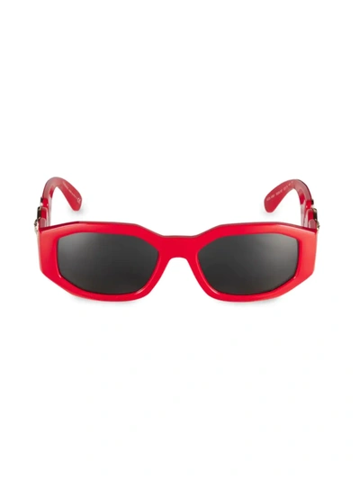 Shop Versace Men's 53mm Medusa Detail Oval Sunglasses In Red