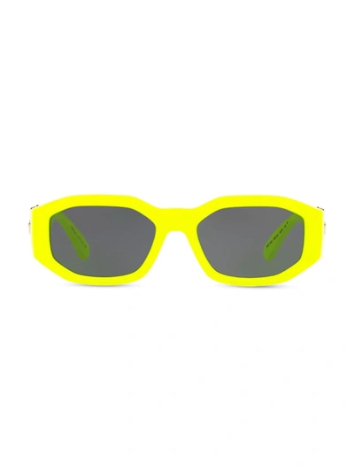 Shop Versace Men's 53mm Medusa Detail Oval Sunglasses In Yellow