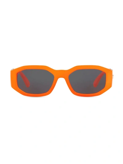 Shop Versace 53mm Medusa Detail Oval Sunglasses In Orange