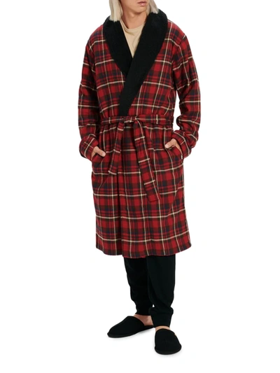 Shop Ugg Men's Kalib Flannel Robe In Red Plaid