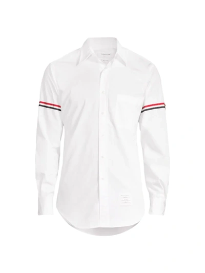 Shop Thom Browne Poplin Grosgrain Armband Button-down Shirt In White