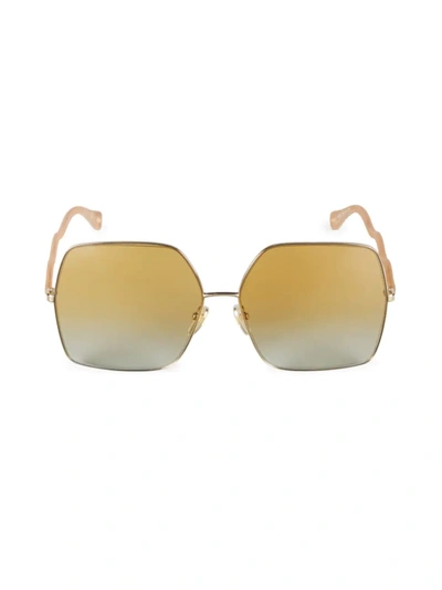 Shop Chloé Women's Noore 64mm Geometric Sunglasses In Gold
