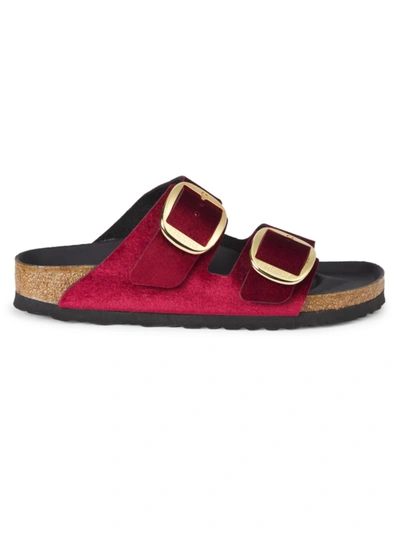 Shop Birkenstock Women's Arizona Big Buckle Velvet Sandals In Maroon