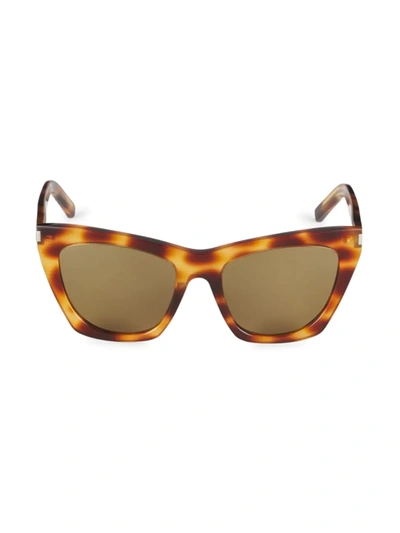 Shop Saint Laurent Women's Kate 55mm Cat-eye Sunglasses In Havana Brown